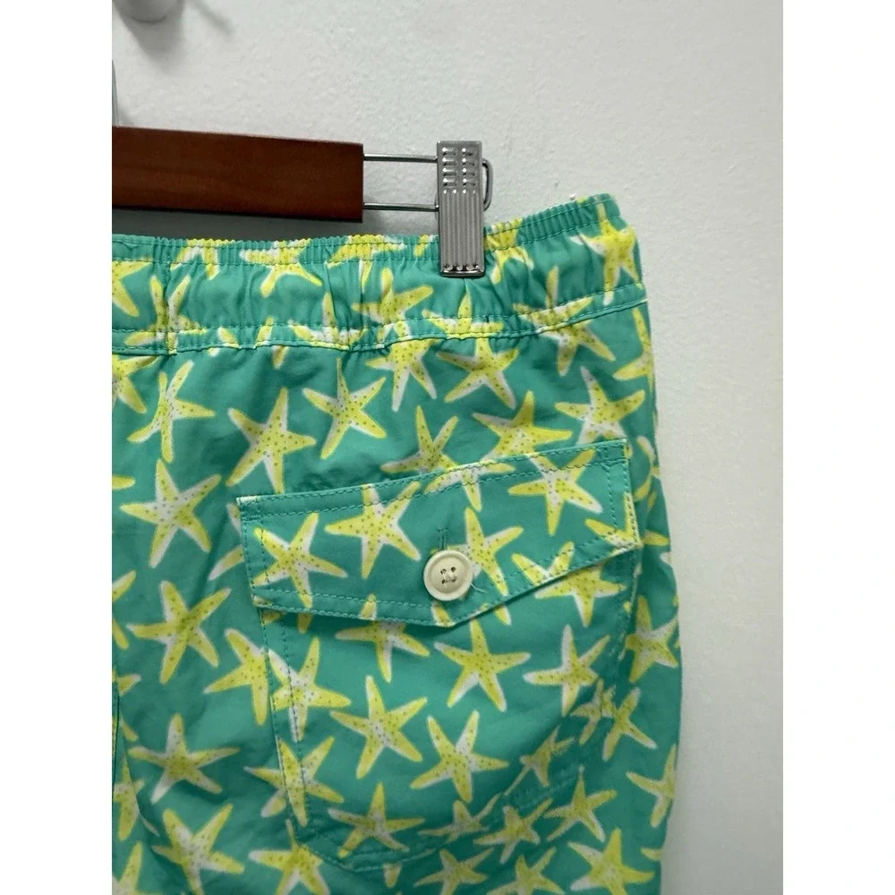 J.Crew‎ Flex Swim Trunks Men's Size S Green Starfish Print Mesh Lined j crew